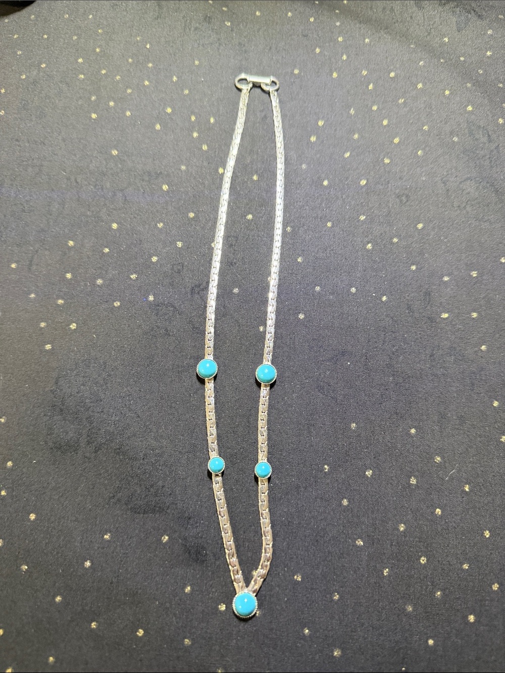 Sarah Coventry Silver-Tone Necklace with Turquoise Blue Cabochons